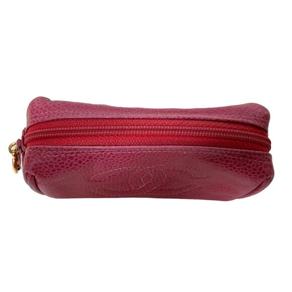 Authentic CHANEL CC Caviar Leather Coin Case Cosmetic Makeup Case Pouch Pink - Picture 4 of 12